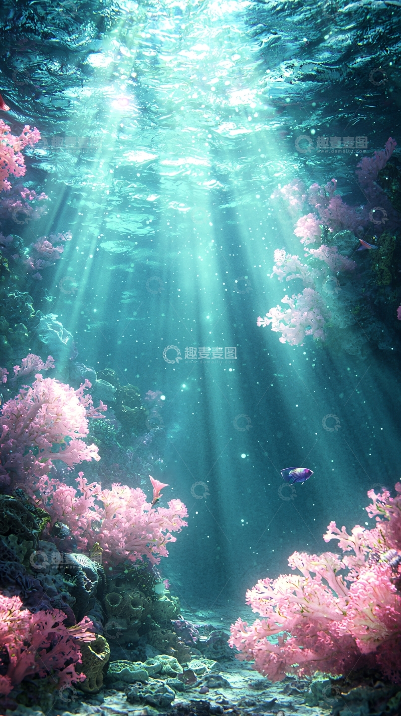 高清大图下载【趣麦麦图】海底珊瑚光束美景