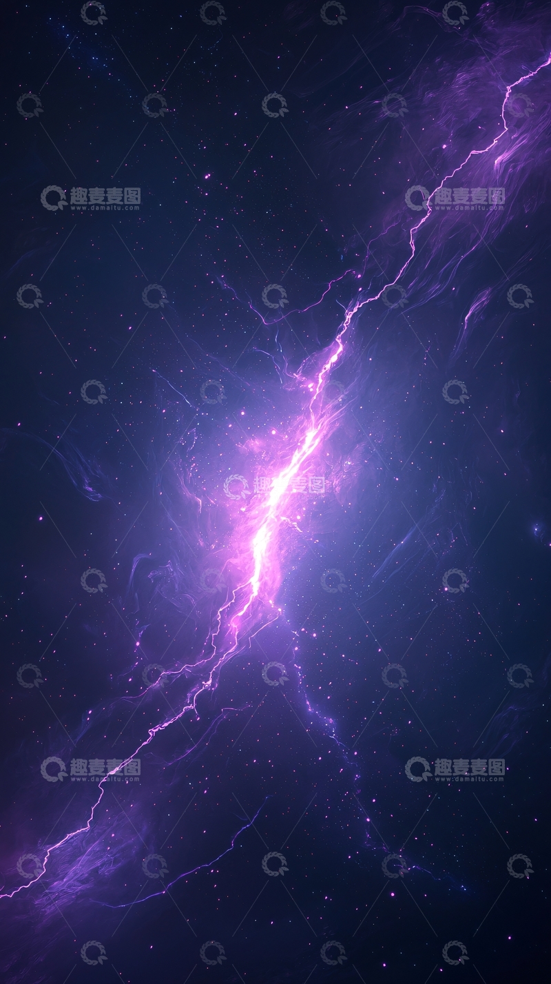 高清大图下载【趣麦麦图】紫色闪电星空背景图