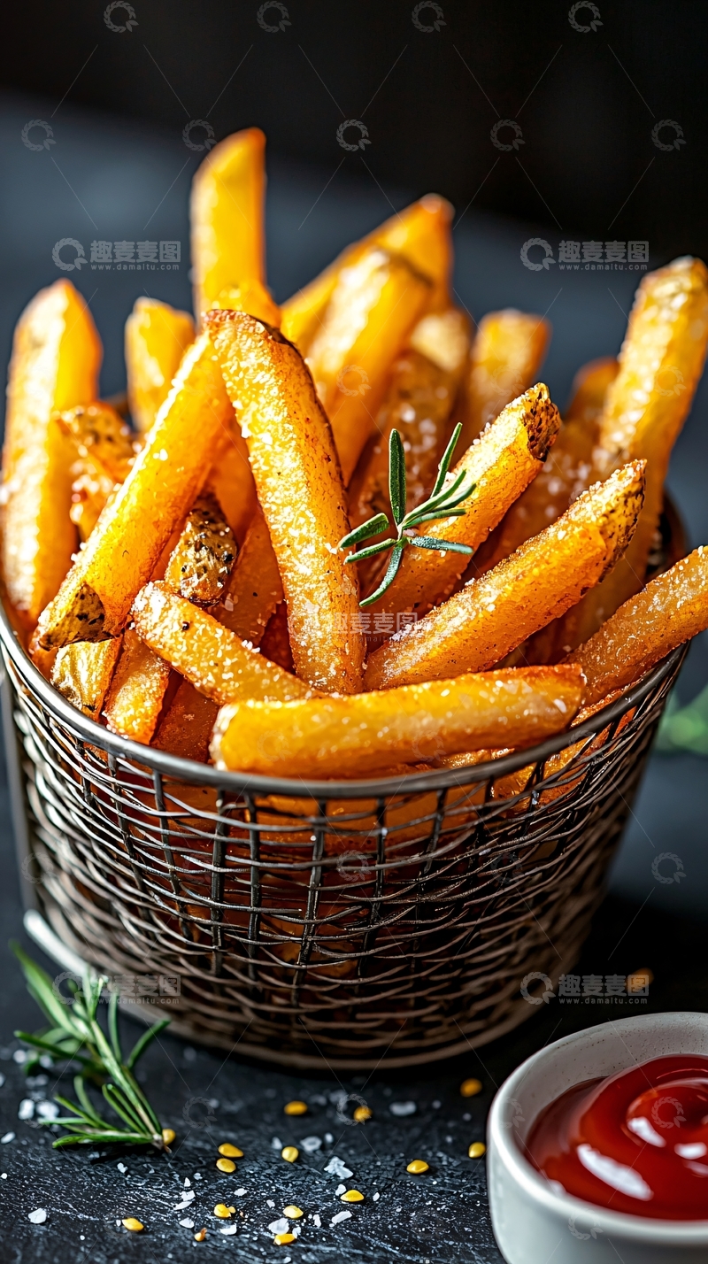 高清大图下载【趣麦麦图】-香脆薯条搭配番茄酱
