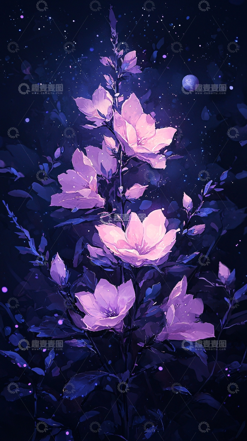 高清大图下载【趣麦麦图】梦幻紫色花朵背景图