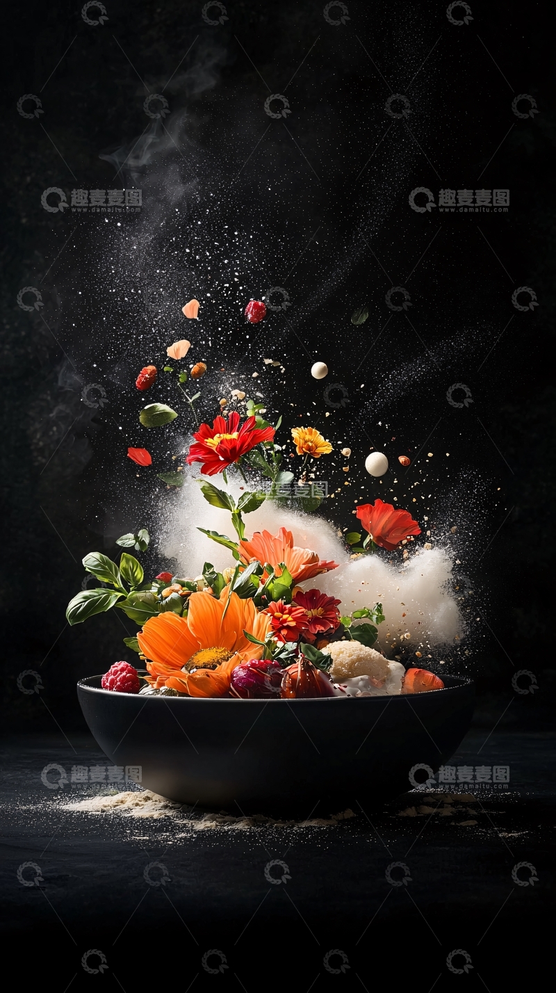 高清大图下载【趣麦麦图】花与食材的爆炸瞬间