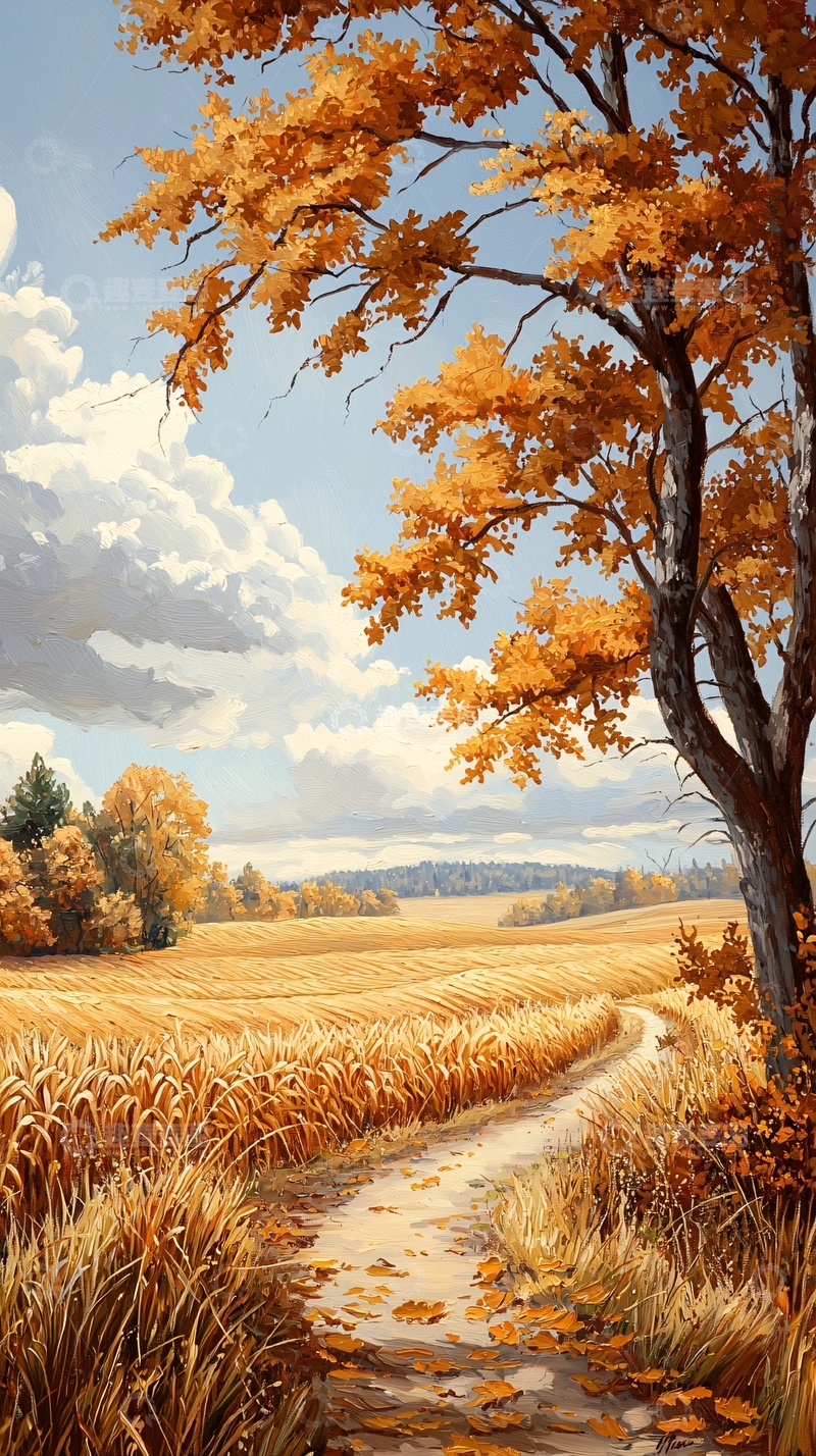 高清大图下载【趣麦麦图】秋日田野小径风景