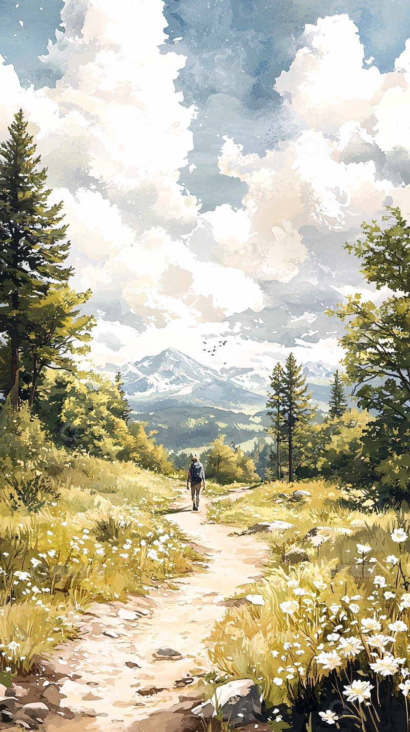 高清大图下载【趣麦麦图】山间小径徒步旅行风景