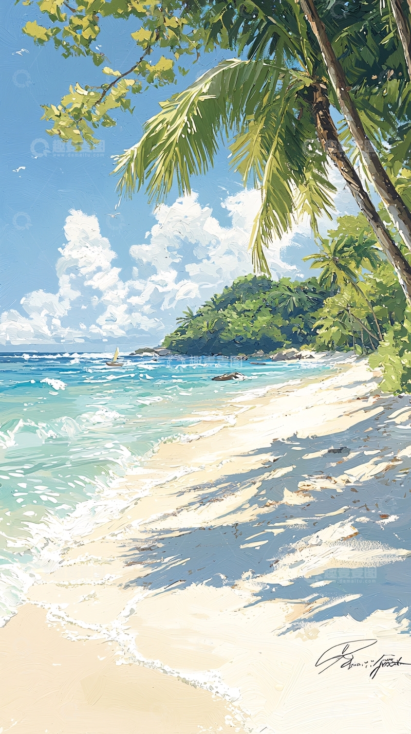 高清大图下载【趣麦麦图】热带海滩风景画