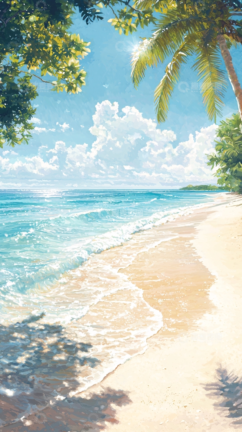 高清大图下载【趣麦麦图】热带海滩风景画