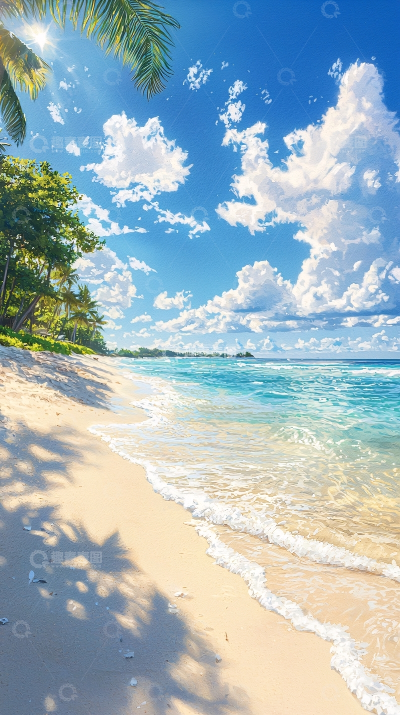 高清大图下载【趣麦麦图】热带海滩风景画
