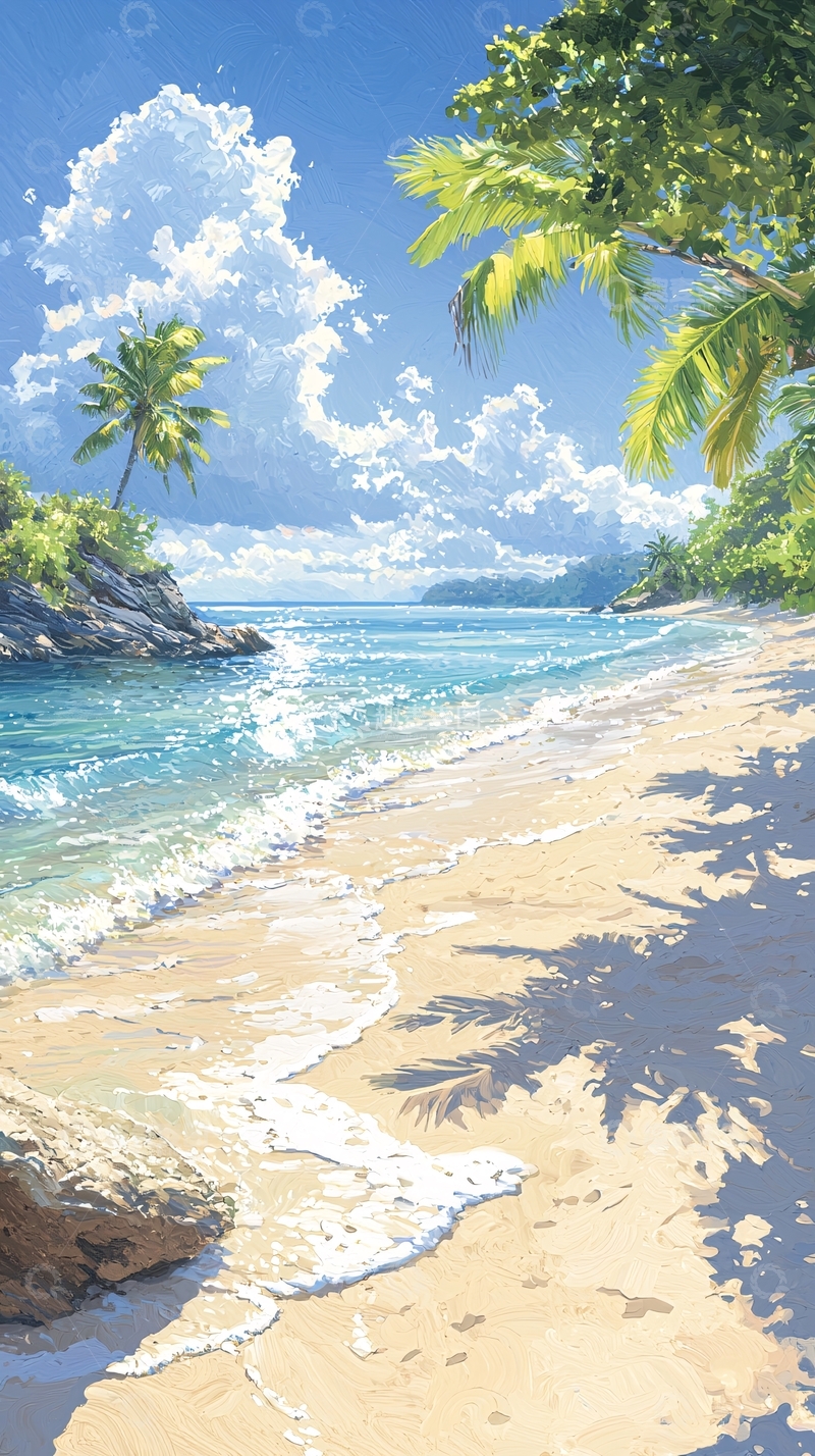 高清大图下载【趣麦麦图】热带海滩风景画