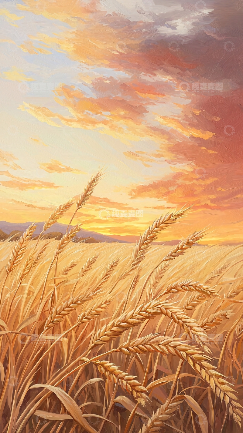 高清大图下载【趣麦麦图】金色麦田夕阳美景