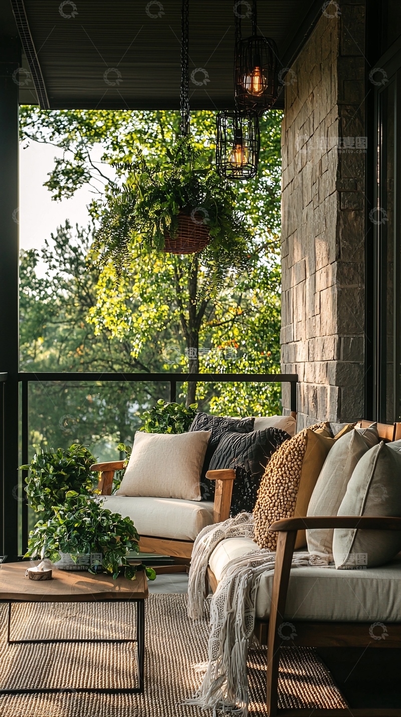 高清大图下载【趣麦麦图】温馨户外阳台休闲场景