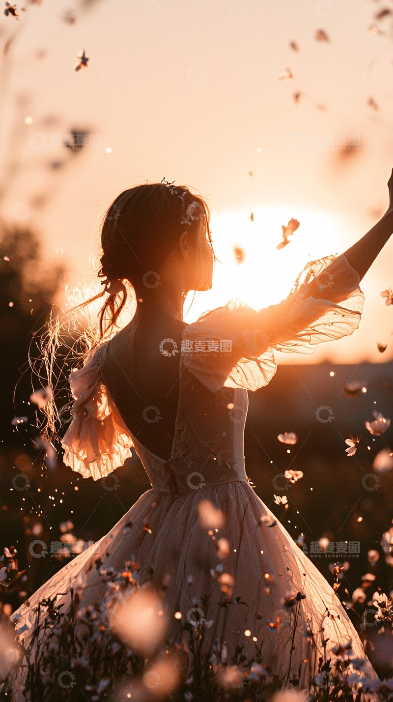 高清大图下载【趣麦麦图】夕阳下的舞者