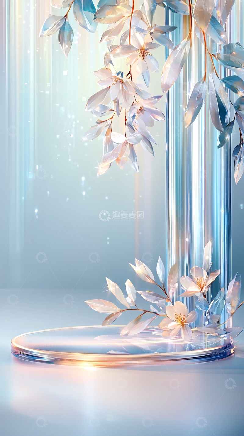 高清大图下载【趣麦麦图】梦幻水晶花台背景图