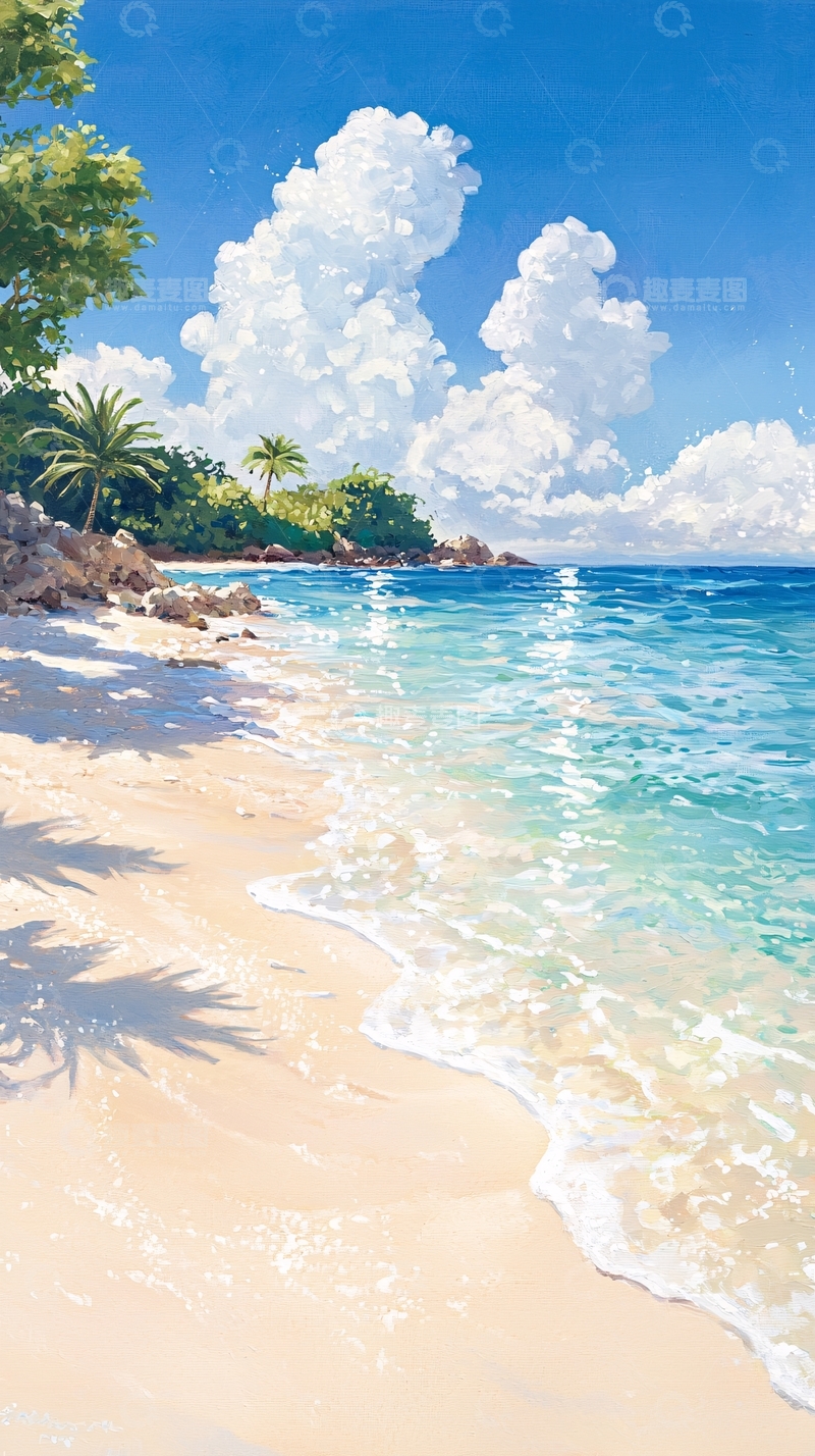 高清大图下载【趣麦麦图】热带海滩风景画