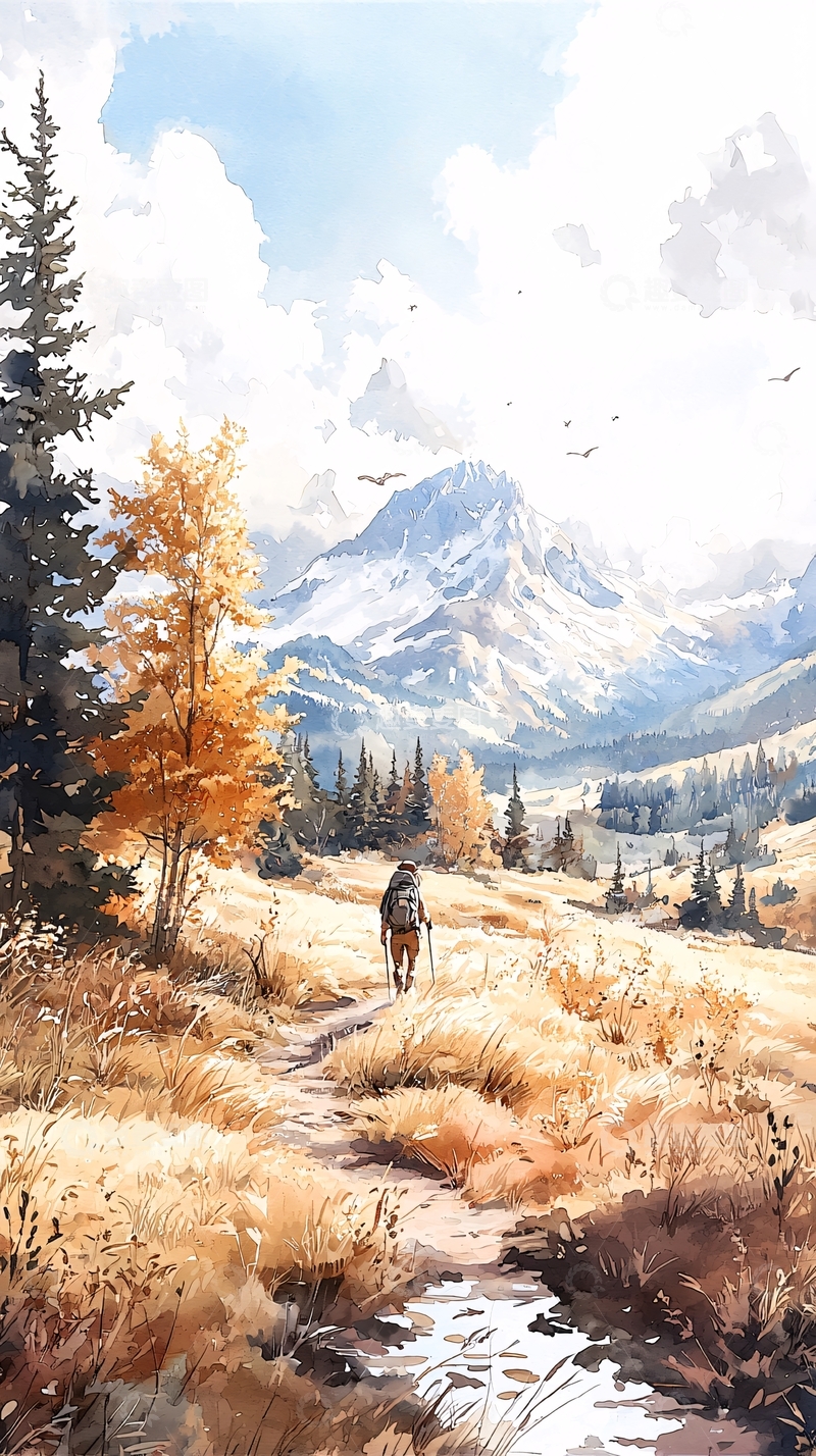 高清大图下载【趣麦麦图】秋日徒步山间风景