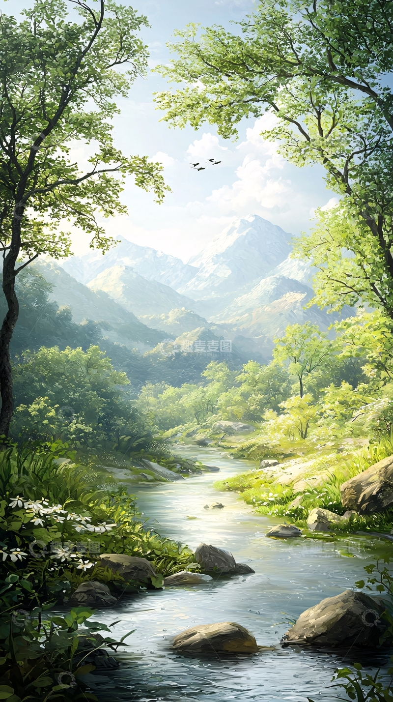 高清大图下载【趣麦麦图】山间小溪自然风光