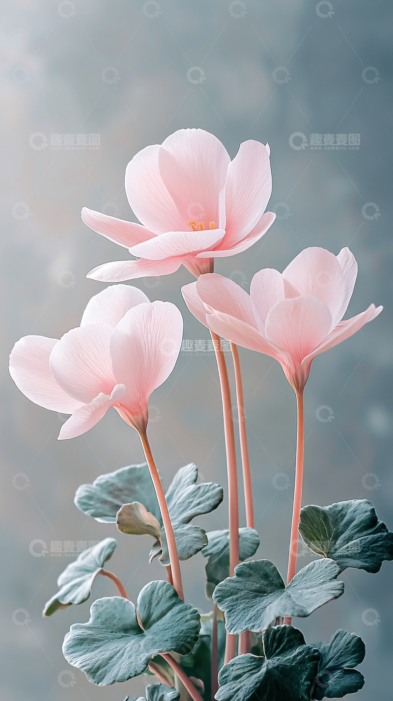 高清大图下载【趣麦麦图】粉色花朵与绿叶自然美景