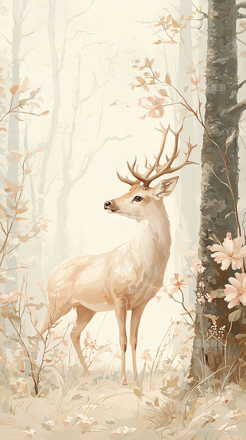 高清大图下载【趣麦麦图】森林中的鹿高清图片