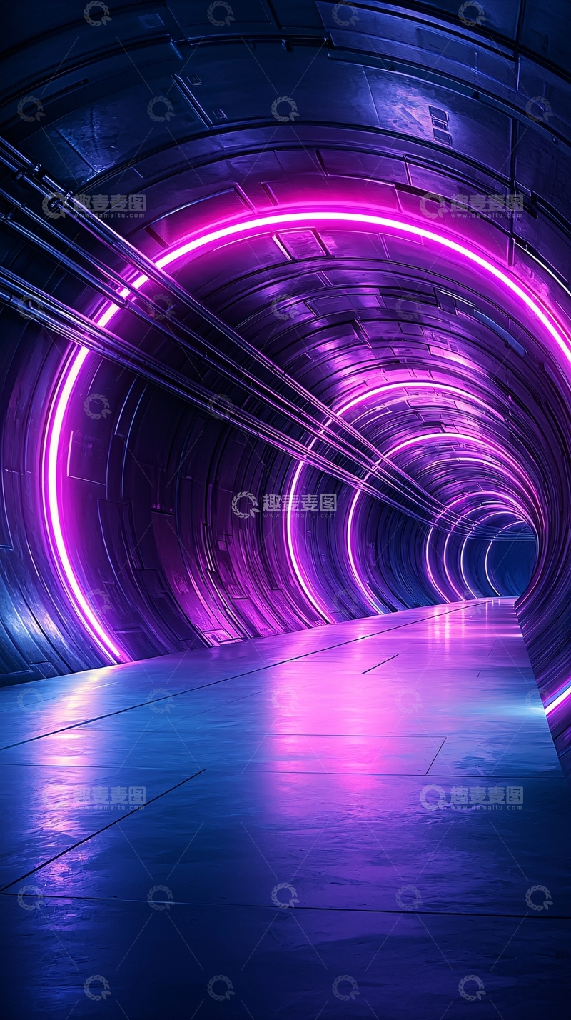 高清大图下载【趣麦麦图】未来科技隧道光影效果