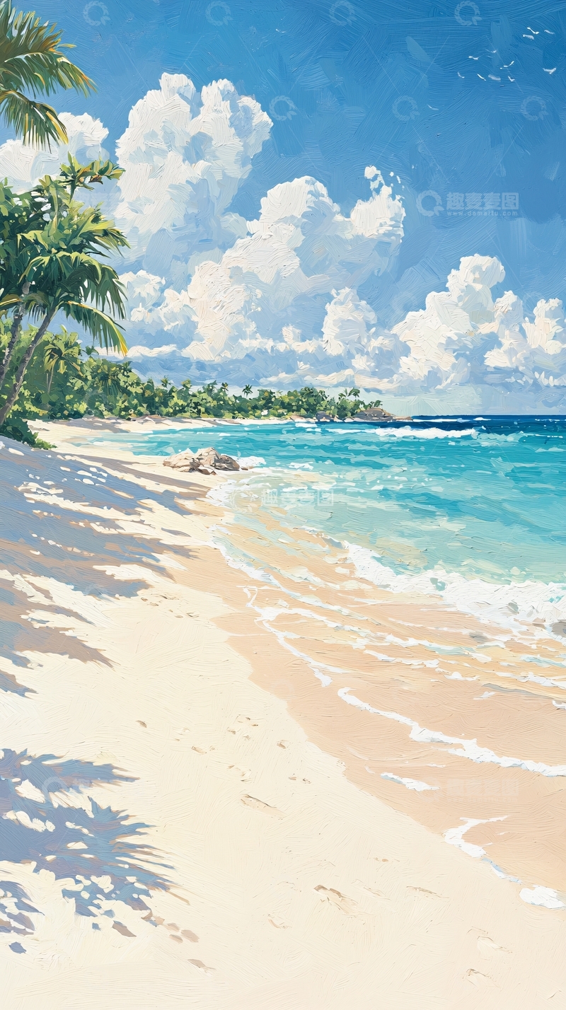 高清大图下载【趣麦麦图】热带海滩风景画