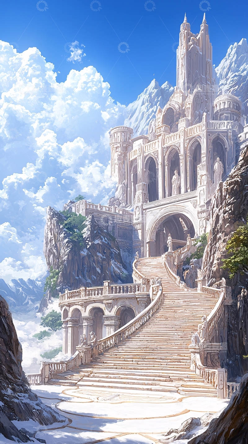 高清大图下载【趣麦麦图】梦幻城堡阶梯风景图