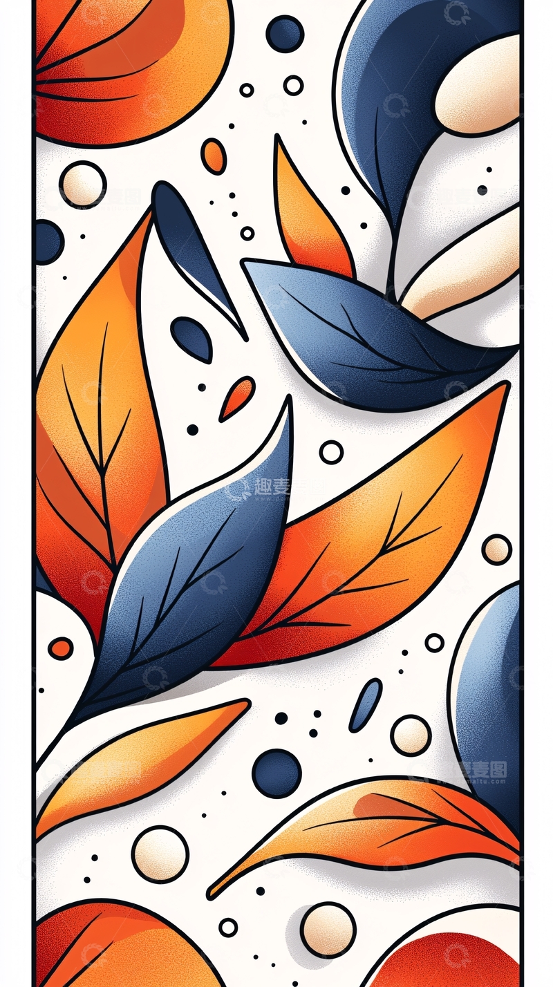 高清大图下载【趣麦麦图】秋叶抽象艺术图案背景