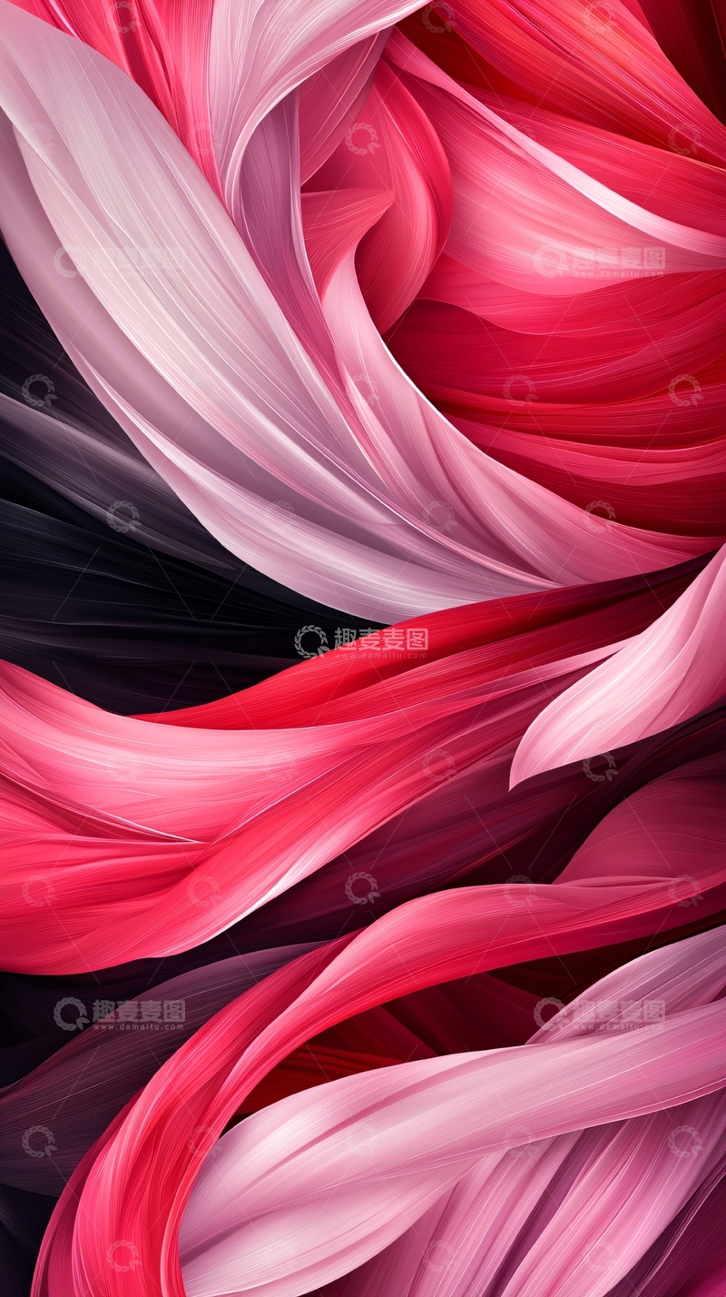 高清大图下载【趣麦麦图】抽象红色渐变流动线条背景