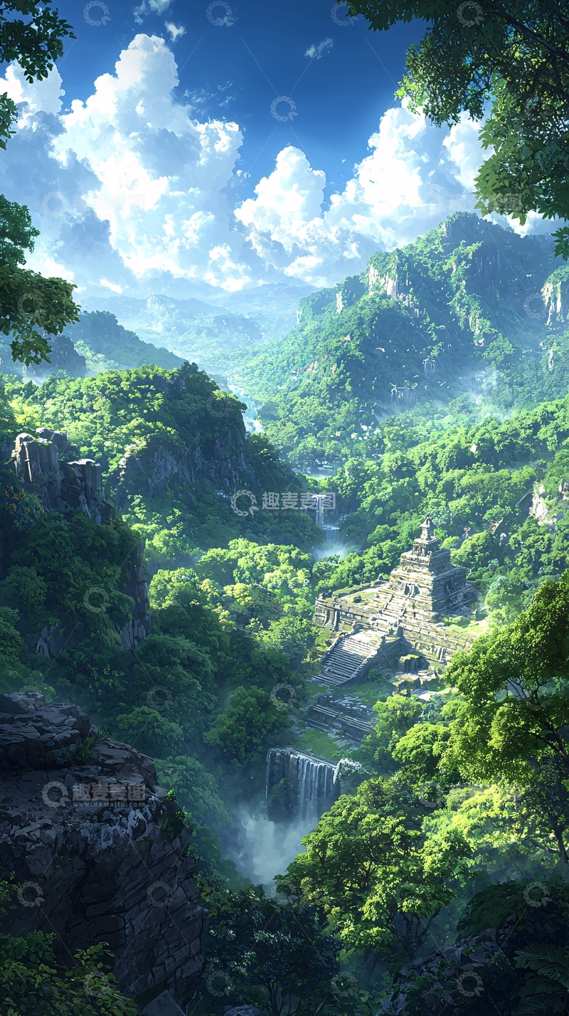 高清大图下载【趣麦麦图】热带雨林中的神秘金字塔
