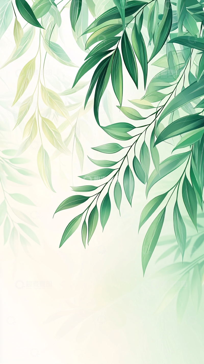 高清大图下载【趣麦麦图】清新绿叶背景素材