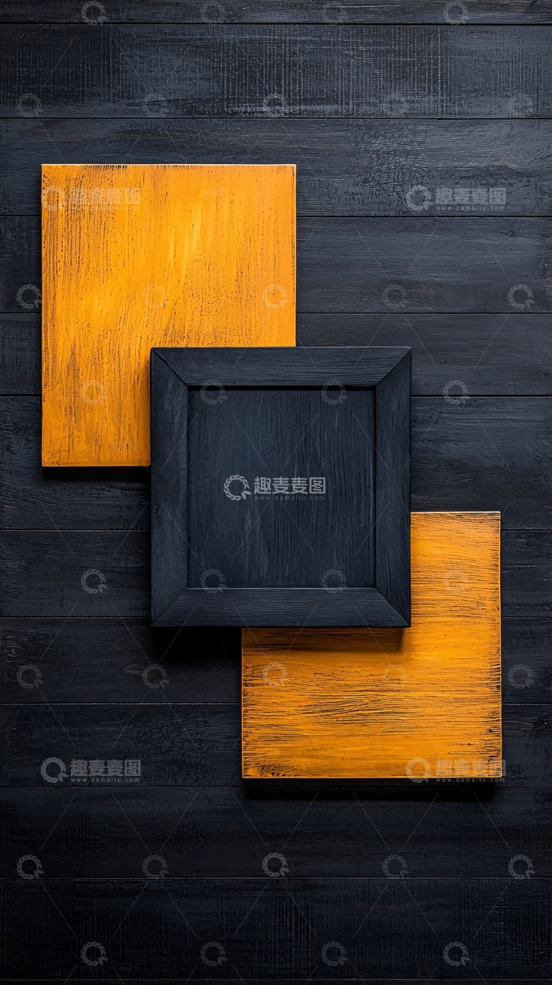 高清大图下载【趣麦麦图】黑色背景上的橙色方形装饰板