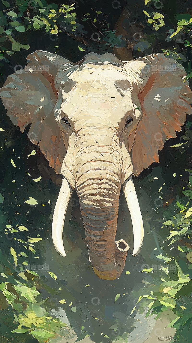 高清大图下载【趣麦麦图】森林中的大象
