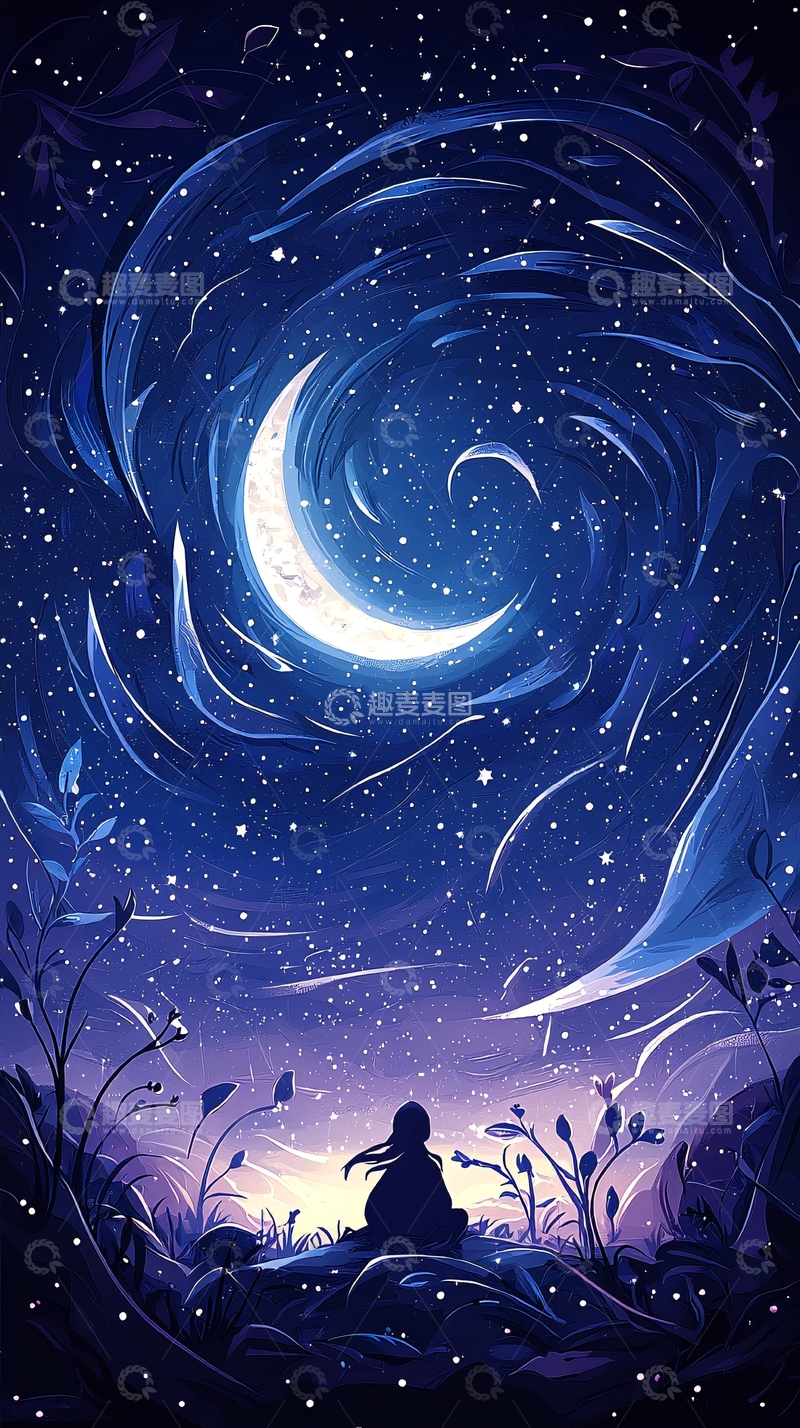 高清大图下载【趣麦麦图】夜空下的小精灵
