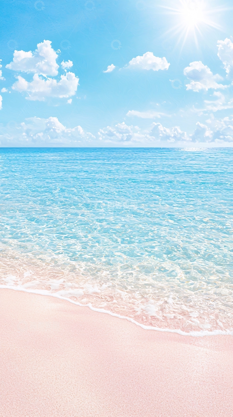 高清大图下载【趣麦麦图】粉色沙滩与清澈海水