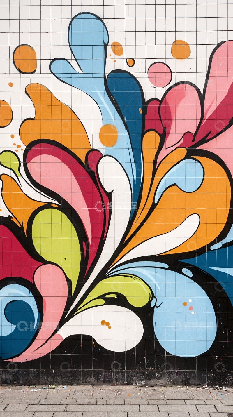 高清大图下载【趣麦麦图】抽象涂鸦艺术墙绘图案