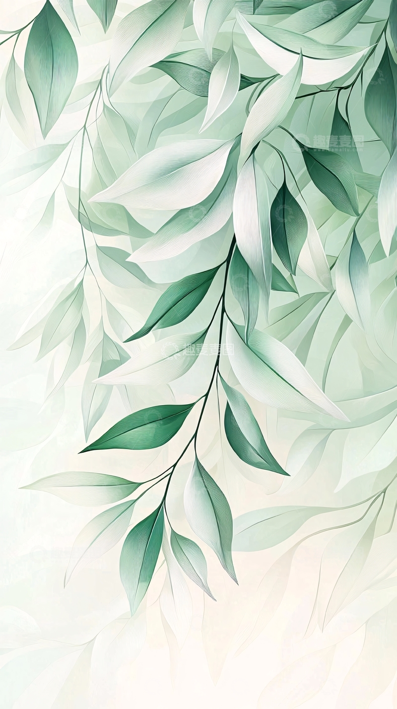 高清大图下载【趣麦麦图】清新绿叶植物背景图