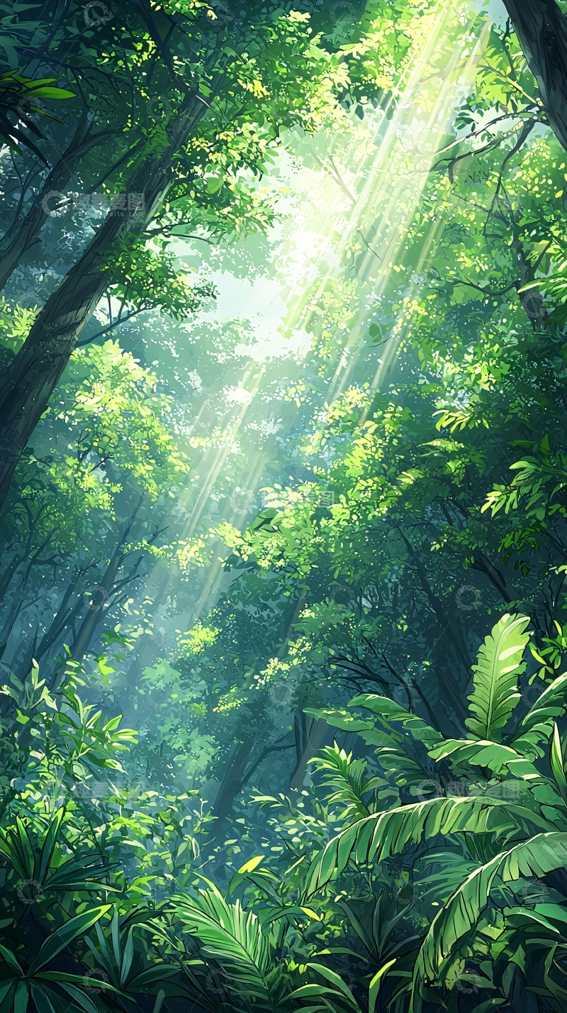 高清大图下载【趣麦麦图】阳光穿透森林