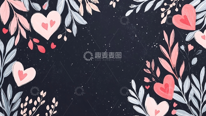 高清大图下载【趣麦麦图】星空背景下的粉色心形图案