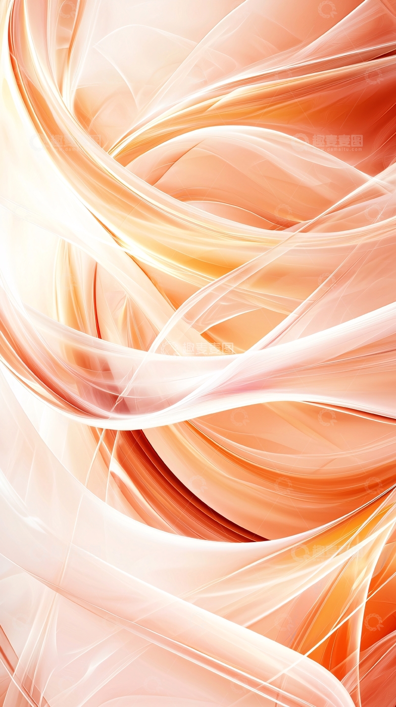 高清大图下载【趣麦麦图】橙色抽象流动线条背景