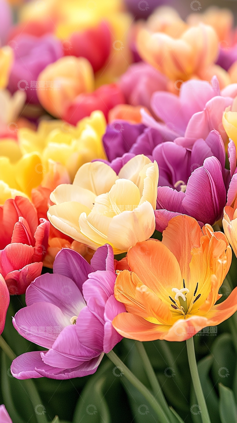 高清大图下载【趣麦麦图】五彩斑斓的郁金香花海