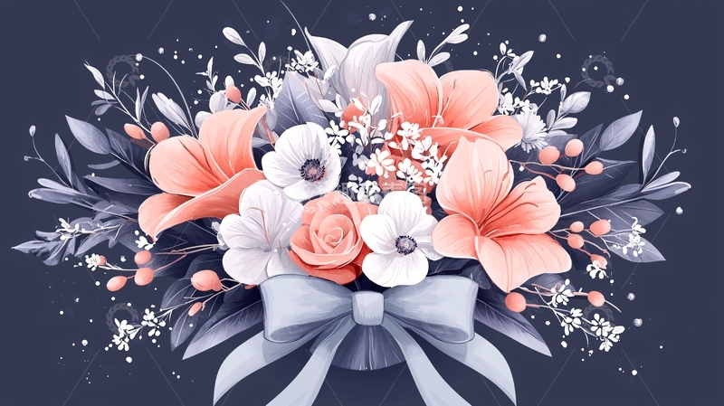 高清大图下载【趣麦麦图】梦幻花束插画素材