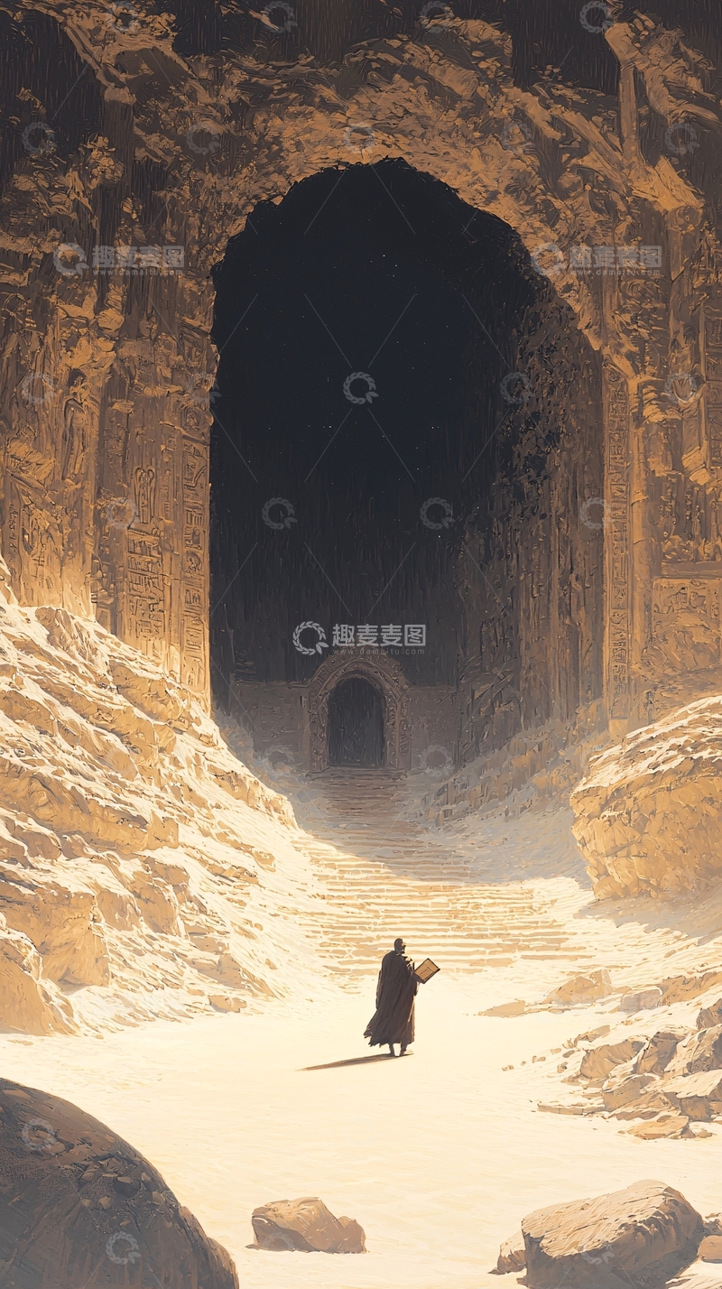 高清大图下载【趣麦麦图】神秘洞穴中的旅者