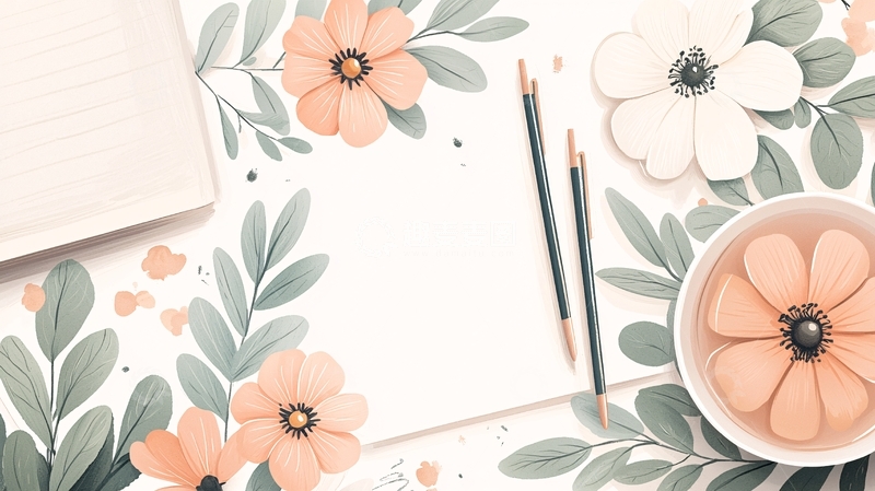 高清大图下载【趣麦麦图】清新花卉手绘笔记本素材