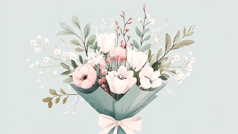 高清大图下载【趣麦麦图】清新花卉手绘插画素材