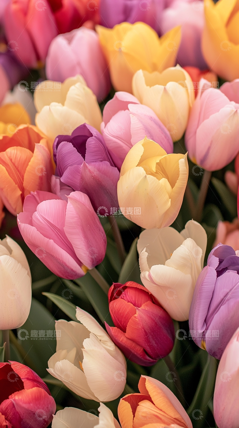 高清大图下载【趣麦麦图】五彩斑斓的郁金香花束