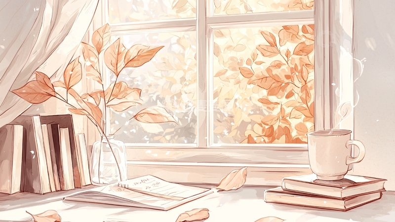 高清大图下载【趣麦麦图】秋日窗边阅读时光