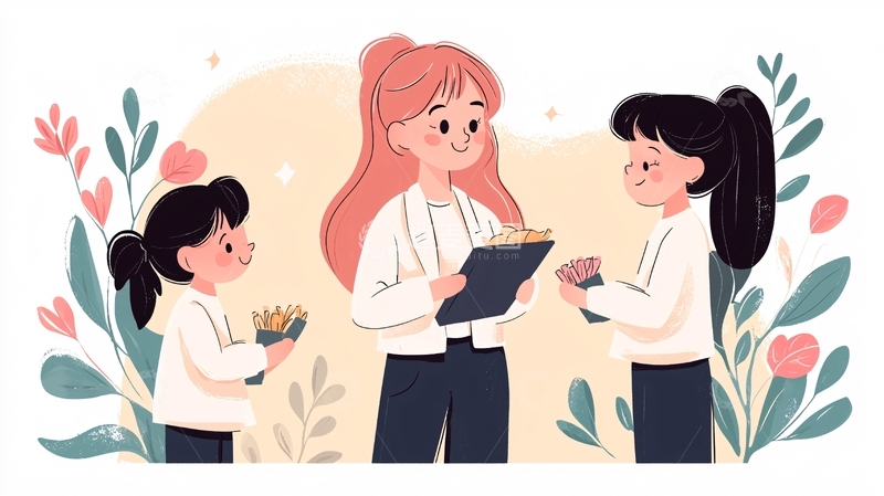 高清大图下载【趣麦麦图】温馨家庭晚餐时刻插画