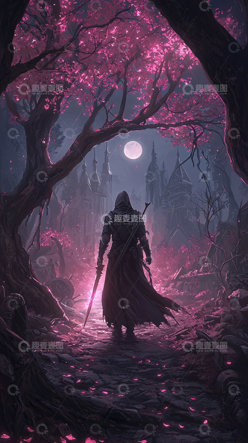 高清大图下载【趣麦麦图】神秘森林中的孤独旅者