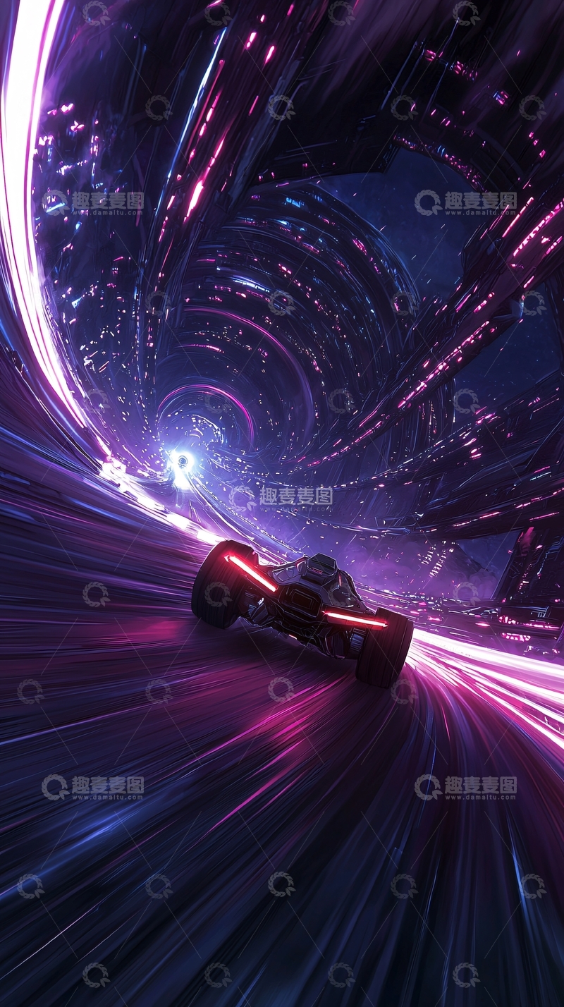 高清大图下载【趣麦麦图】未来科技隧道赛车速度