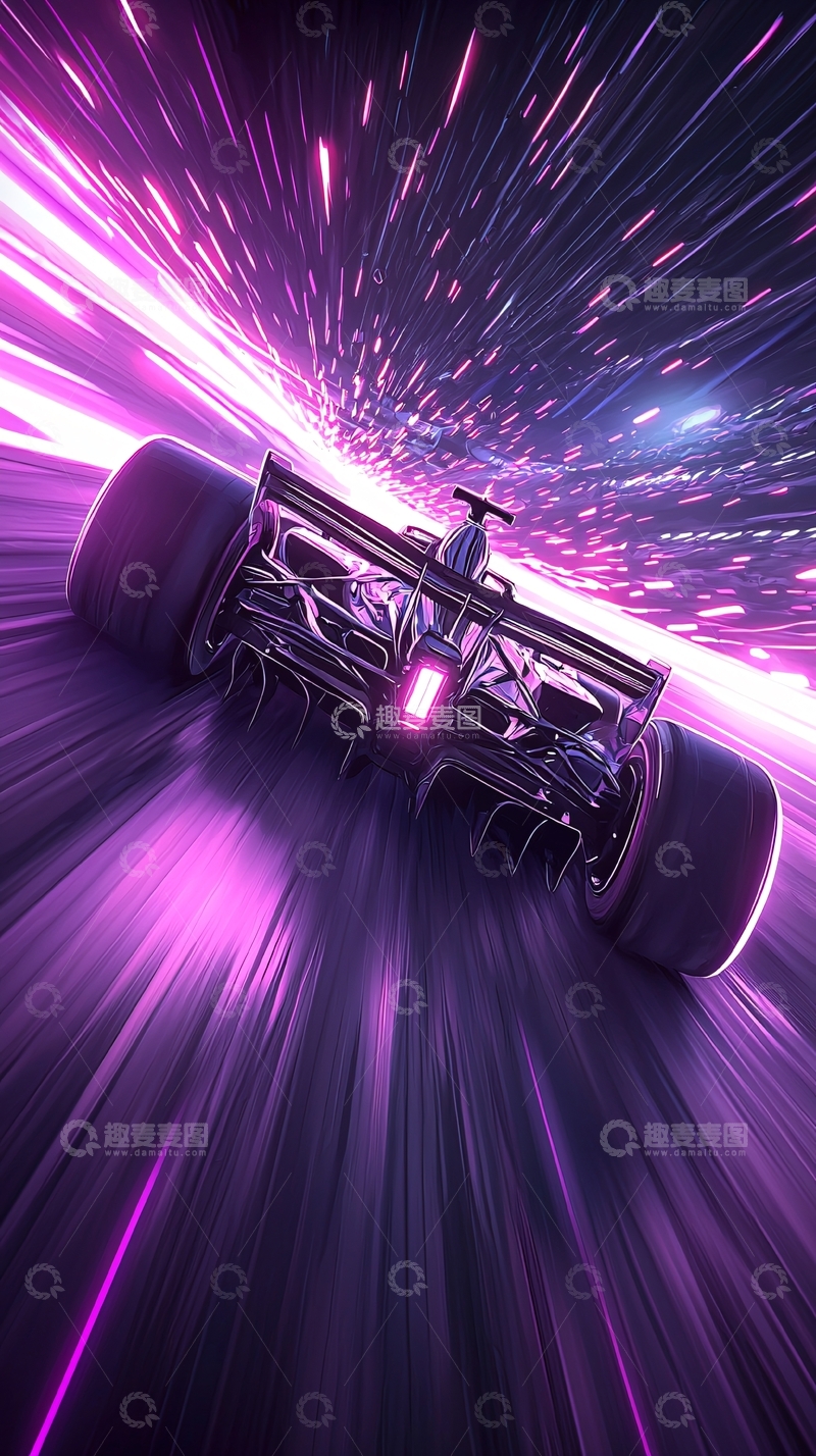 高清大图下载【趣麦麦图】紫色赛车高速行驶动态图