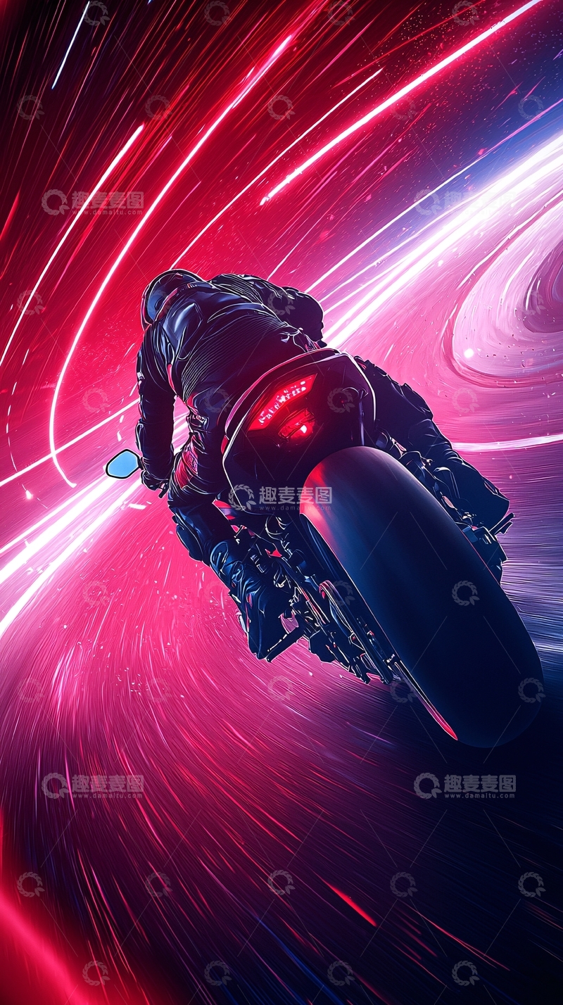 高清大图下载【趣麦麦图】摩托车夜行速度感动态背景
