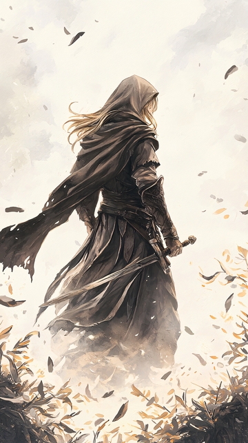 披风剑士的背影