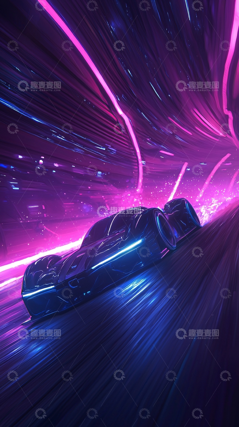 高清大图下载【趣麦麦图】未来科技赛车速度感